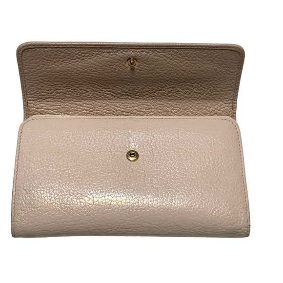 Miu Miu Madras Fiocco Tri-Fold Continental Wallet Purse Orchid Pink Cream Ribbon - Picture 2 of 12